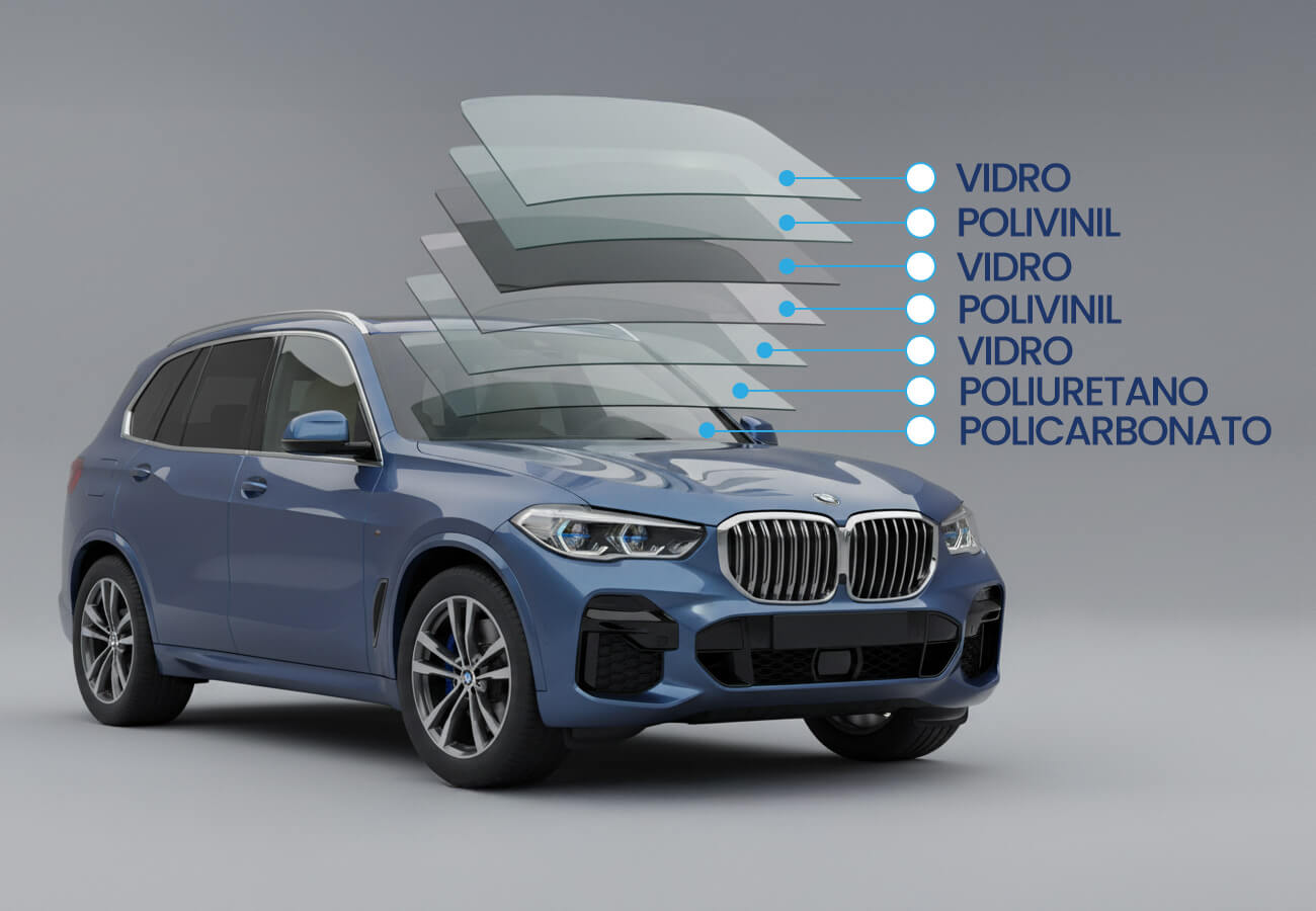 Projétil Vidros - Camadas Vidro Blindado